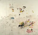 Michelle Fierro, The Tower of Babel's, 1998, oil, acrylic, pencil and paper on canvas on board