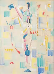 José Mijares, Untitled (Flute player), watercolor and gouache on paper
