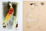 Pedro Pablo Oliva, Untitled, 2006; Figuras, 2007 (2), first watercolor and pencil on board; second charcoal, pastel and pencil on board