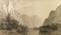 John Ross Key, A view along the Merced River, Yosemite Valley, 1876, graphite on paper