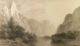 John Ross Key, A view along the Merced River, Yosemite Valley, 1876, graphite on paper