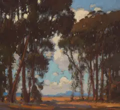 Eugen Neuhaus, Clearing through the trees, oil on canvas