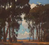 Eugen Neuhaus, Clearing through the trees, oil on canvas