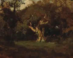 Oak trees by William Keith, 1906, oil on canvas, sold Apr 2009