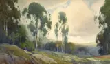 Eucalyptus in Burlingame, California by Percy Gray, pencil and watercolor on paper affixed to board, offered Apr 2009