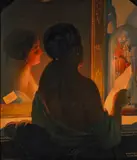 Gordon Coutts, Lady in a mirror, oil on canvas affixed to board