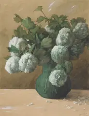 Albert Robert Valentien, White flowers in a green vase, 1906, pencil, watercolor and gouache on paper