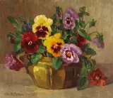 Alice Brown Chittenden, Still life with pansies in an urn