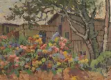Calthea Campbell Vivian, Hydrangeas in Monterey, oil on board