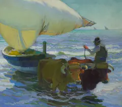 Arthur Grover Rider, Bringing in the boats, Valencia, c. 1921, oil on canvas