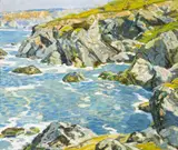 Walter Elmer Schofield, Coastal scene, believed to be Wood's Cove, Laguna Beach, oil on canvas