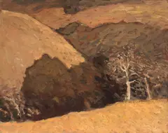Oak and sycamores, Carmel Valley by Russell Chatham, 1966, oil on board, sold Apr 2009