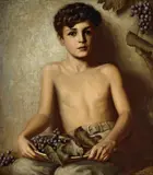 Claude Charles Buck, A portrait of a young boy with grapes, 1939, oil on board
