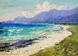 Lionel Walden, Hawaiian coastal scene, oil on canvas affixed to board