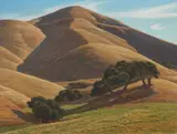 Ray Strong, California hills, oil on masonite