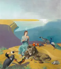 Julius Moessel, Animal allegory, oil on canvas