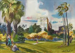 Robert E. Wood, Echo Park, Los Angeles, 1957, watercolor on paper