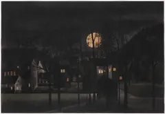 Jitka Kolinska, A Park at Night, Around 1965, Pastel on paper