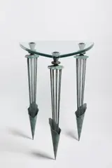 Borek Sipek, Side Table, 1990s, glass, patinated bronze, iron