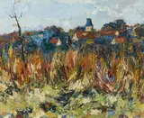 Alexander Szpinger, Herbstliche Landschaft, 1960, Öl auf Karton