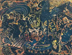 Jörg Immendorff, Heuler, 1989, Farblinolschnitt auf Leinwand