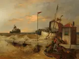 Andreas Achenbach, Fischer am Kai bei rauer See