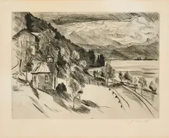 Am Walchensee by Lovis Corinth, 1918, Radierung auf Van Gelder Zonen (Wasserzeichen), sold Jan 2025