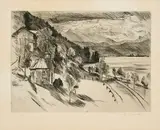 Lovis Corinth, Am Walchensee, 1918, Radierung auf Van Gelder Zonen (Wasserzeichen)