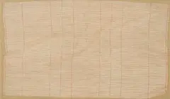 Ohne Titel (Geschirrtuch) by Helene Appel, 2010, Öl auf naturfarbener Jute, sold Nov 2024