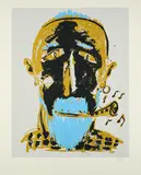 Markus Lüpertz, Ohne Titel (Selbstbildnis mit Klarinette), Farbserigrafie auf Hahnemühle (Wasserzeichen)