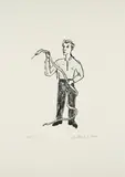 Stephan Balkenhol, Ohne Titel (Mann mit Schlange), 1995, Lithografie auf Bütten