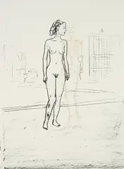 Frau mit Skelett by Stephan Balkenhol, 2007, Farblithografie auf BFK RIVES (Wasserzeichen), sold Nov 2024