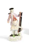 Meissen, Große Figur des Zimmermanns aus der "Cris de Paris", Um 1750, Porzellan, farbig staffiert