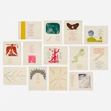 George Herms, 13 works from the Clearspring portfolio, 1967, letterpress, screenprint and linocut in colors