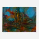 The Bridge by Leonardo Nierman, 1961, oil on panel, sold Dec 2022
