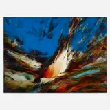 Untitled by Leonardo Nierman, c. 1970, oil on panel, sold Dec 2022
