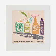 Chris Johanson, Perceptions (Perceptions #7), 2007, sugar lift aquatint in colors on Somerset