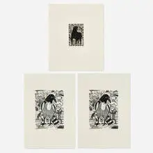 Tony Fitzpatrick, Three works, 1997-1998, lithograph, etching and aquatint