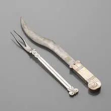 Héctor Aguilar, Aztec Serving pieces, set of two, c. 1950, silver