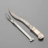 Héctor Aguilar, Aztec Serving pieces, set of two, c. 1950, silver
