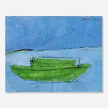 Boat by James Lechay, gouache on paper, sold Dec 2022