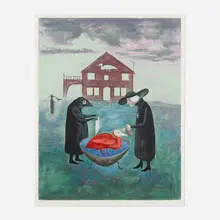Leonora Carrington, Bird Bath, 1978, screenprint in colors
