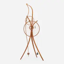 Lawrence Hunter, Clock, 1975, walnut, lead, brass