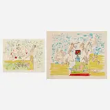 Roberto Sebastian Matta, Plate 3; Plate 6 (from the Fog, Gog, Magog series), 1971, lithograph in colors