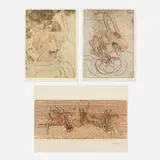 Roberto Sebastian Matta, Plates 2 and 7 (from the FMR series); Plate 2 (from Les Damnations series), three works, 1966-1971, etching and aquatint in colors