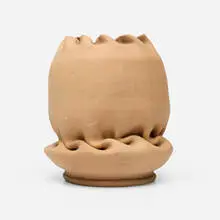 Vase by George E. Ohr, 1898-1910, bisque earthenware, sold Jan 2025