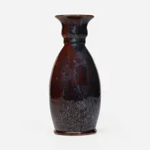 Tall vase by George E. Ohr, 1897-1900, glazed earthenware, sold Jan 2025