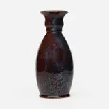Tall vase by George E. Ohr, 1897-1900, glazed earthenware, sold Jan 2025