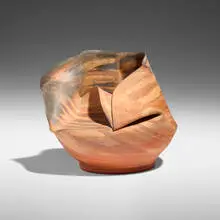 George E. Ohr, Exceptional vase, 1898-1910, double scroddled bisque earthenware