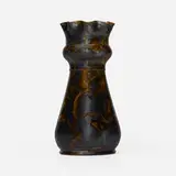 Vase by George E. Ohr, 1895-96, glazed earthenware, sold Jan 2025